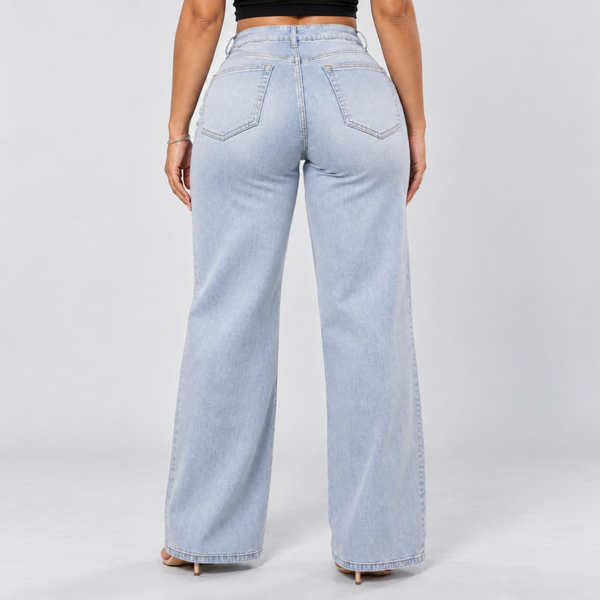 Light Blue jeans, Back view, standing