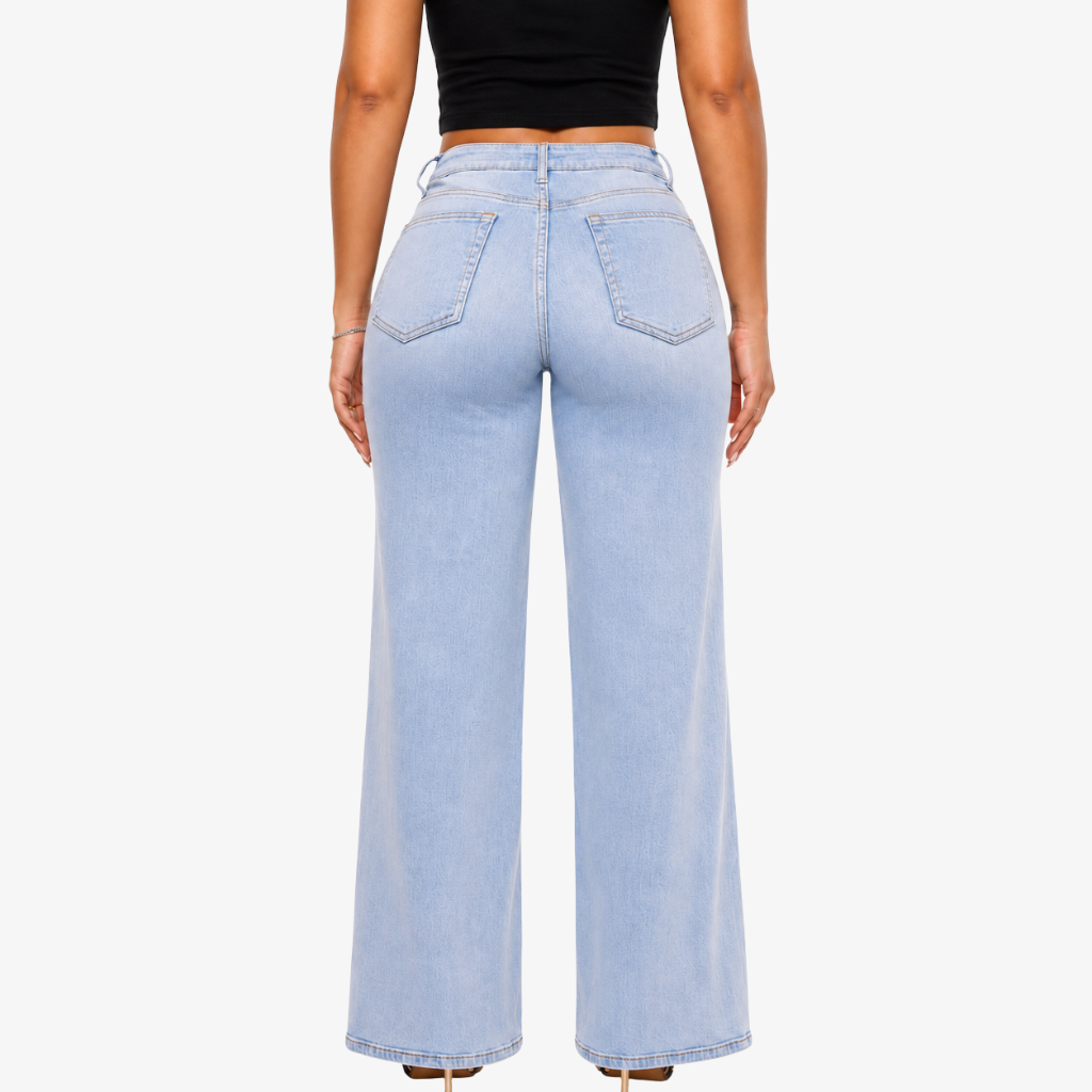 Back view of BootyLift jeans with the fit details traced