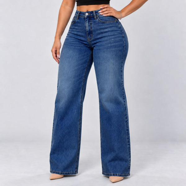 Dark Blue jeans, Front three-quarter, hand on hip