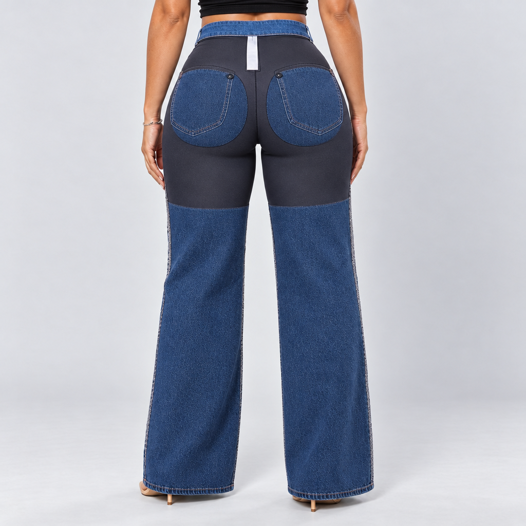 Back view of BootyLift jeans with the fit details traced