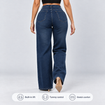 Dark Blue jeans, Back view, walking