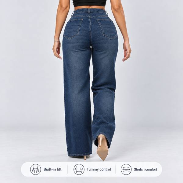 Classic Blue jeans, Back view, walking
